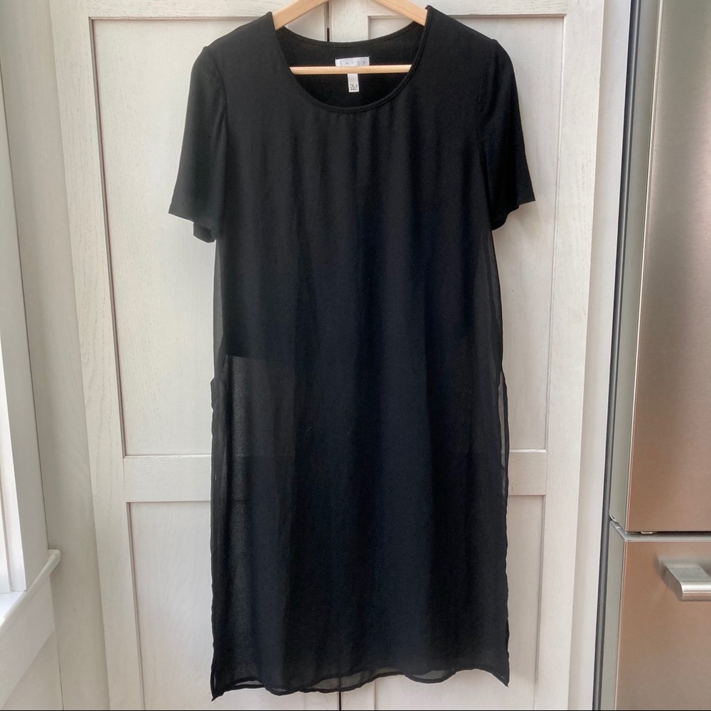 Leith Nordstrom Black Sheer Chiffon Crop Tunic Top